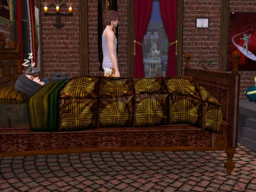 Castor leaves Allegra sleeping in her (their) bed