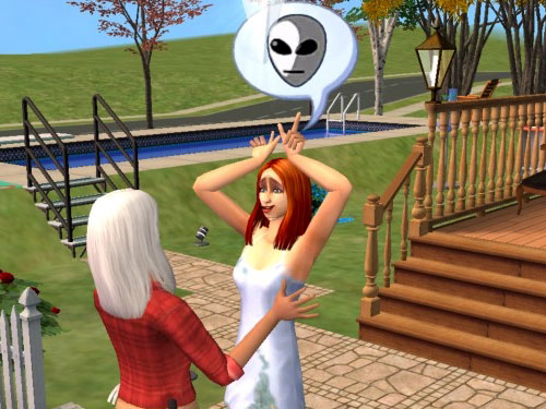 Sally telling the joke about aliens