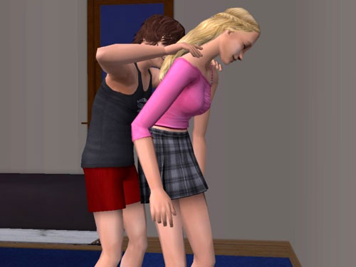 Castor gives Carla a friendly back-rub