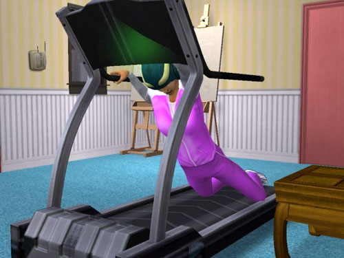 Christy falling down on the treadmill