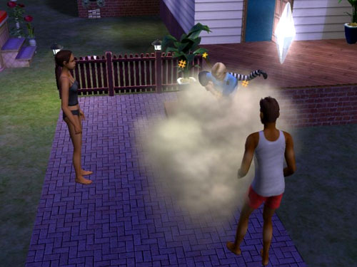 Damion and Jennifer, in their undies, watch a fight