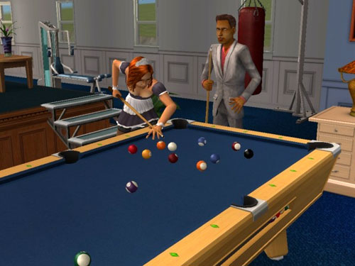 Damion and Lucy playing pool