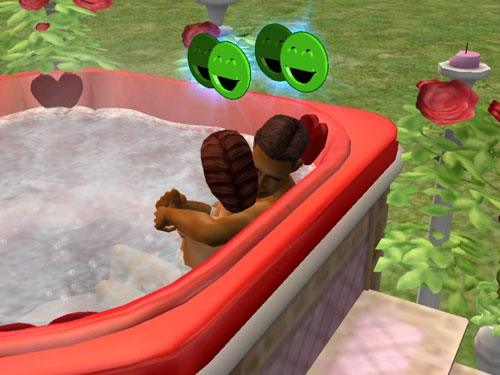 Damion and Professor Lyndsay embrace in the hot tub