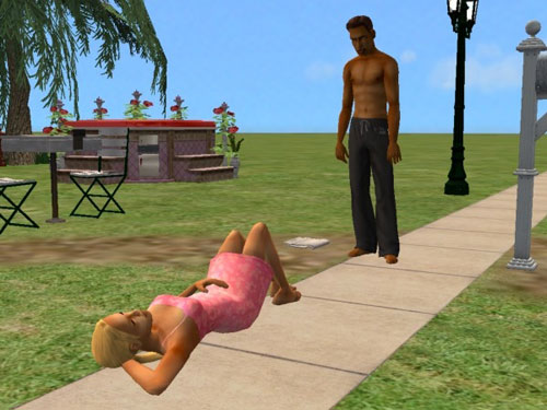 Damion encounters a young woman lying on the sidewalk