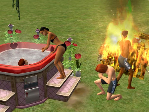 Damion dancing around (or in) the bonfire, and Professor Jenna getting into the tub with Justin