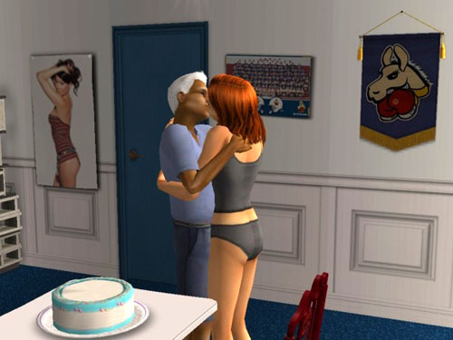 Damion as an elder, being kissed by Lucy