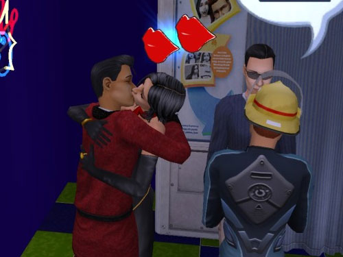 Mr. Big and The Diva make out (by the picture booth)