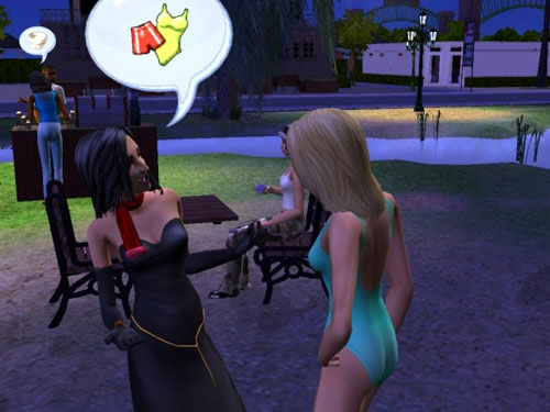 The Diva admires Suzette (or at least her swimsuit)
