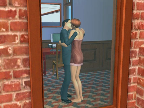 Eleanor and Kennedy kiss (image via the peeping-tom-cam)