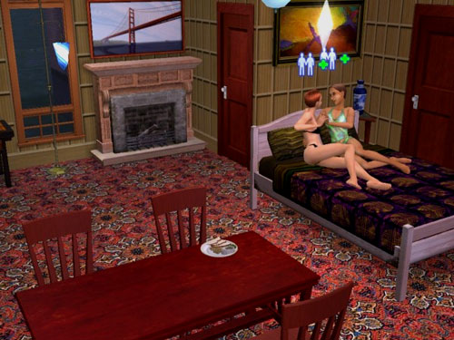 Eleanor and Tiffany in bed.  In the parlor.