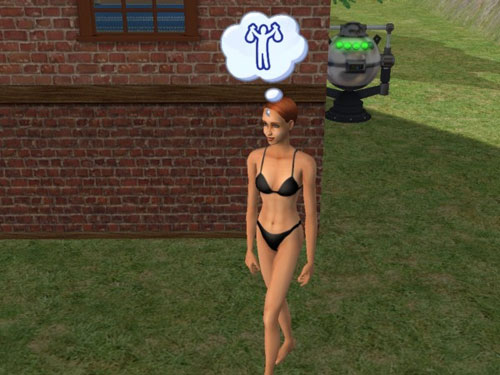 Eleanor thinks about riches.  In her bikini.