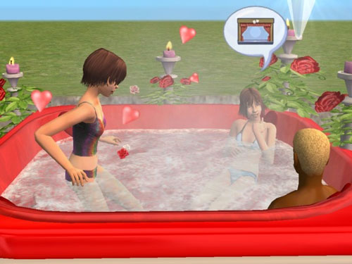 Three young people in the hot tub