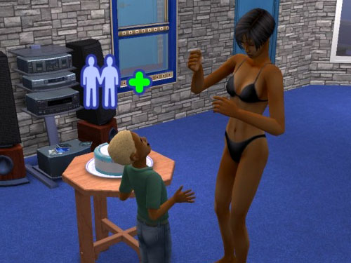 Gabriel making friends with Andrea, who is in her undies