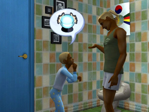Gabriel and Dawson talk in the bathroom