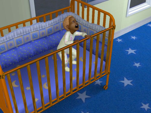 Gabriel shouting in his crib
