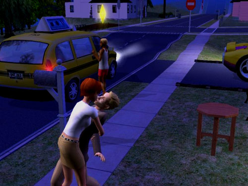 Gabriel gets into a taxi while Gina smooches some Professor in the twilight