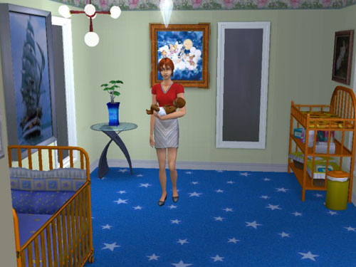 Classy joint Mom and baby in the nursery