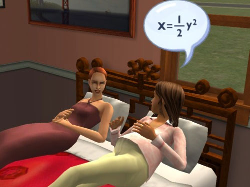 Pregnant Jane discusses math with Eleanor Raptor