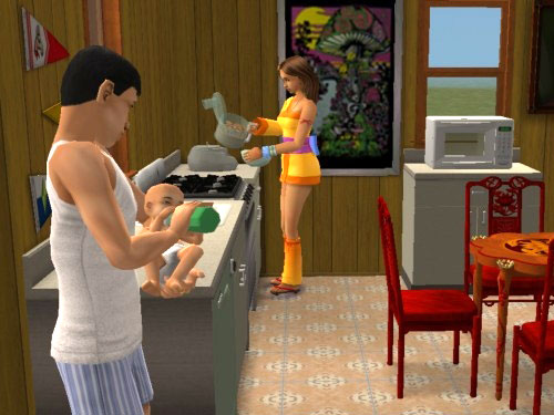 Domestic bliss with baby and orange clothes