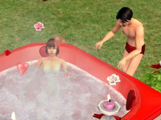 Jean Danvers nude in the hot tub; Peran considering getting in