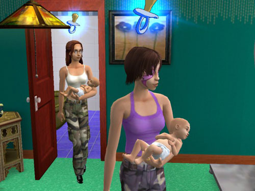 Jane and Georgia come to show off the twins