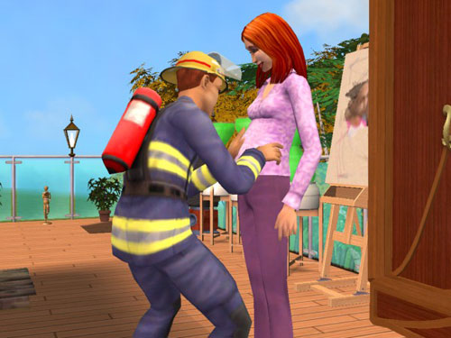 Mitch rubs Sally's bulging tummy Mitch rubs Sally's bulging tummy