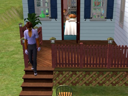 Nolan eats while the maid leaves Nolan eats while the maid leaves