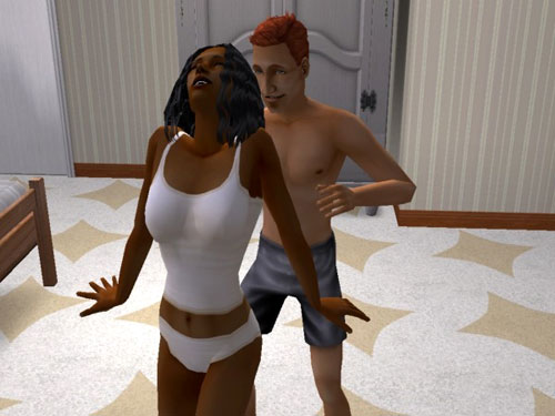 Remington and Ivy in their undies, exchanging backrubs Remington and Ivy in their undies, exchanging backrubs