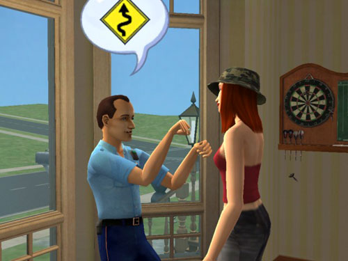 Sally talking to Officer Dorian Sally talking to Officer Dorian