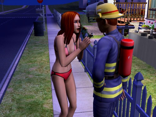 Sally, in her bikini, apologizes to Mitch