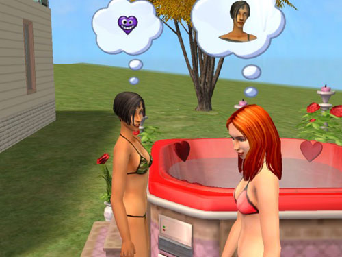 Sally and Brittany by the hot tub