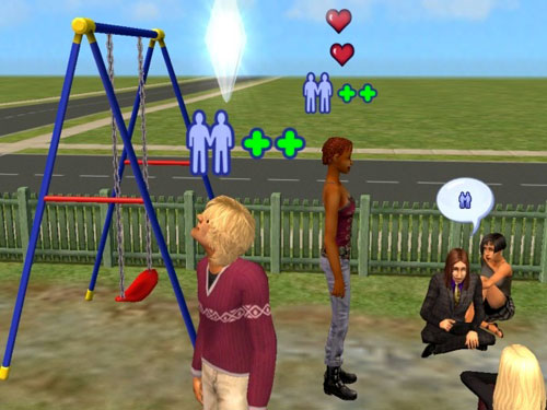 Sheila falls in love with George, by the swings