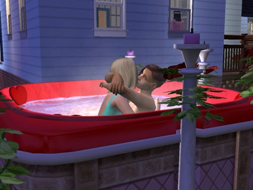 Suzette and Professor Nolan in the hot tub again