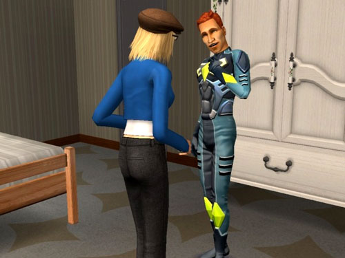Tara admires Remington's ridiculous Captain Hero outfit Tara admires Remington's ridiculous Captain Hero outfit